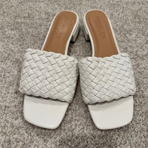 Brand New Rachel Zoe Nerida White Woven Slide Sandals SZ 9